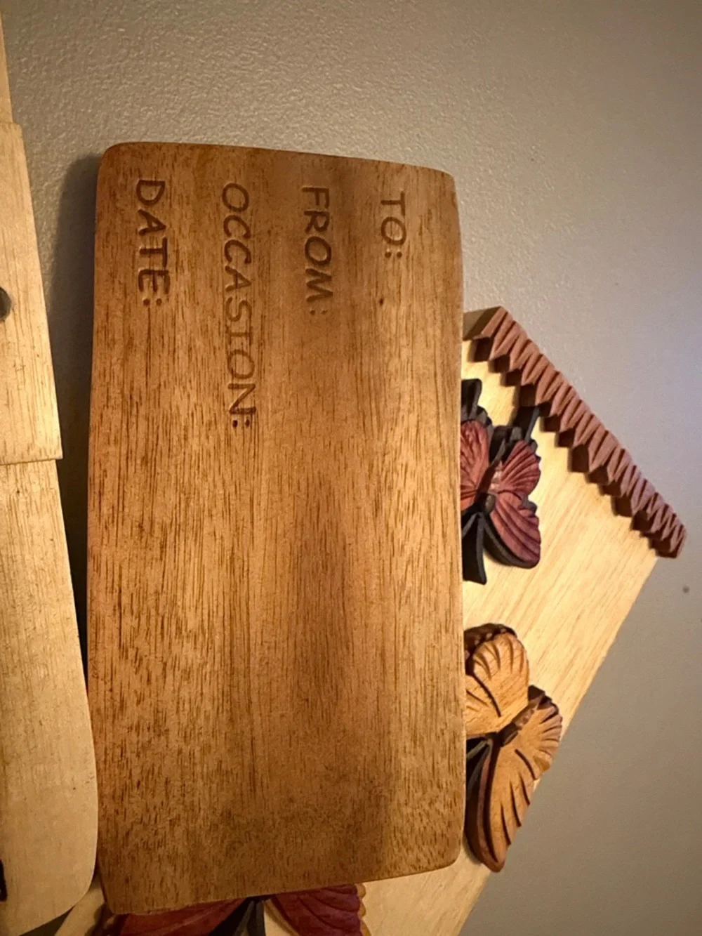 Handcrafted Wooden Butterfly Wall Storage Box - Natural & Brown